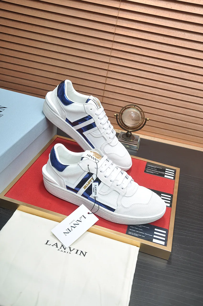 Men's men's shoes💰540💶[LANVIN] The latest lace-up fashionable casual couple sneakers, high-quality CLAY couple series‼ ️ The latest trendy products of the season 🌈Many bloggers have planted grass and purchased the original open-mold customization. The upper and outsole are sewn with mark threads without edge sealing. A variety of material splicing combination design. Very versatile for fashionable and casual wear. Comfortable on the feet. Self-recommended. Upper cowhide + cow suede + breathable mesh lining. Foot-padding cowhide. Exclusive original open-mold clear logo rubber outsole ⚠️Couple standard size 36-40 for women and 38-44 for men.